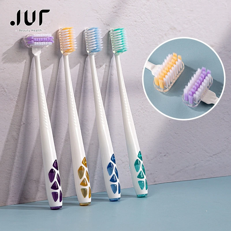 2PCS Rotating Soft Hair Tooth Toothbrush Adult Toothbrush Ultra Fine Soft Bristle Oral Care Safety Teeth Brush for Oral Health