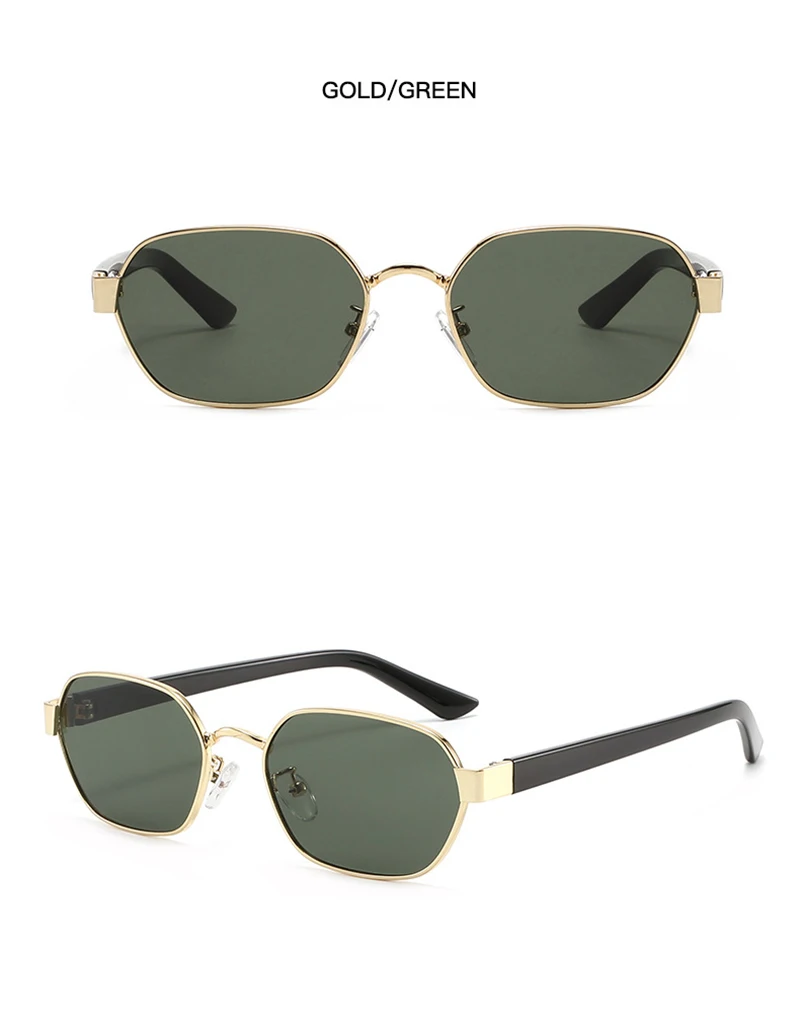 SHAUNA Retro Polygon Metall Quadratische Sonnenbrille Damen UV400 Fashion Gradient Herren Trendige Sonnenbrillen – Detail 10
