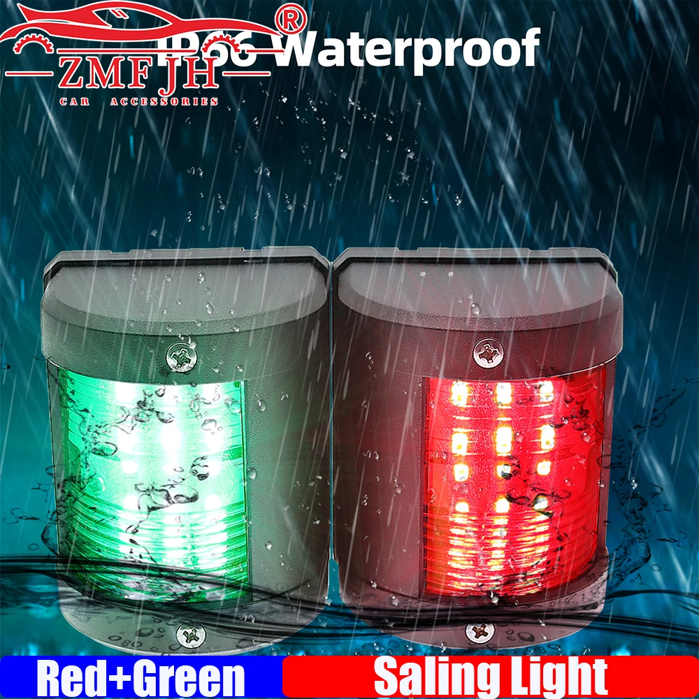 

ZMFJH 12V/24V LED Navigation Signal Light IP66 Waterproof Red+Green Sailing Signal Lamp Light Marine Boat Hardware Accessories