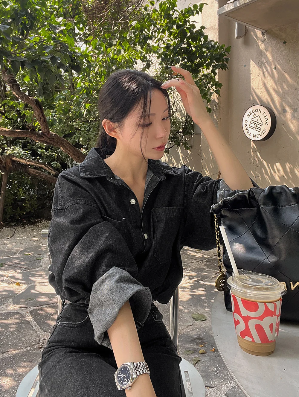 سترة قميص الدنيم على الطراز الكوري، قميص نسائي أنيق متعدد الاستخدامات