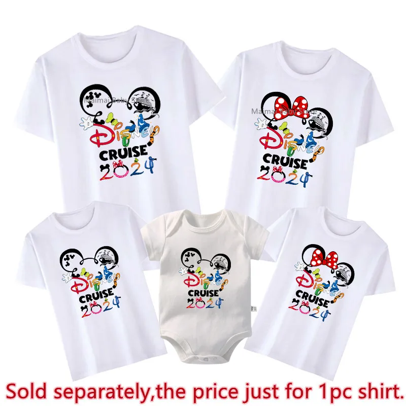 Disney Cruise 2024 Family Vacation Shirts Cotton Dad Mom Kids Tees Tops Baby Rompers Funny Family Matching Cruise Trip Outfits