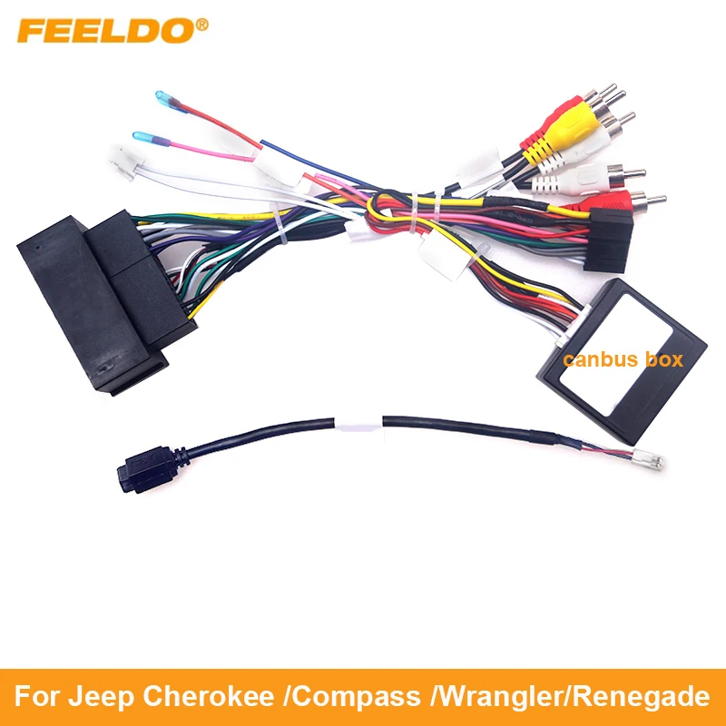 10Set Car 16pin Android Wiring Harness USB Cable With Canbus For Jeep Cherokee 15~19/Compass 2017+/Wrangler/Renegade