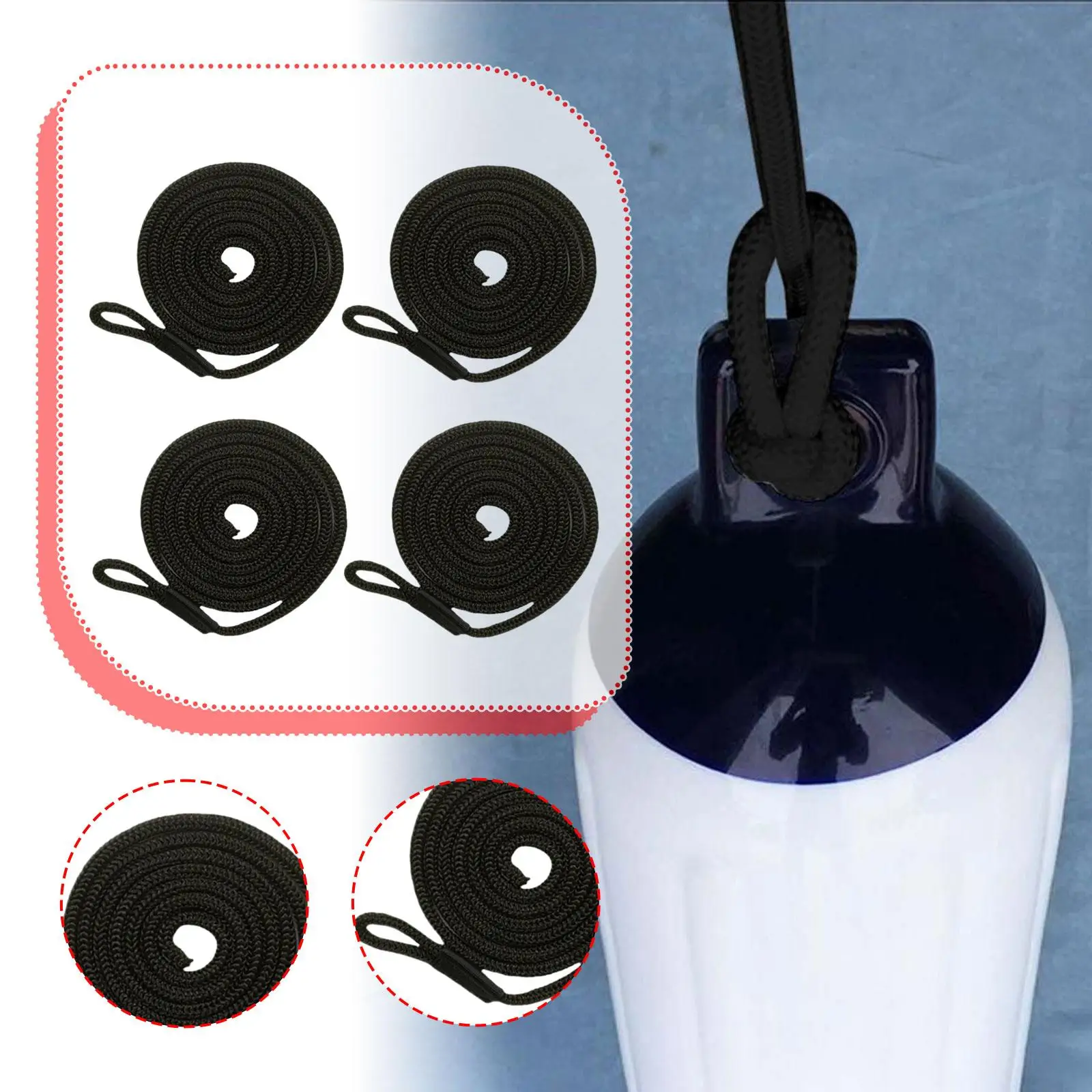 4x Boat Bumpers Fenders for Pontoon Boats Boat Accessories Mooring Rope