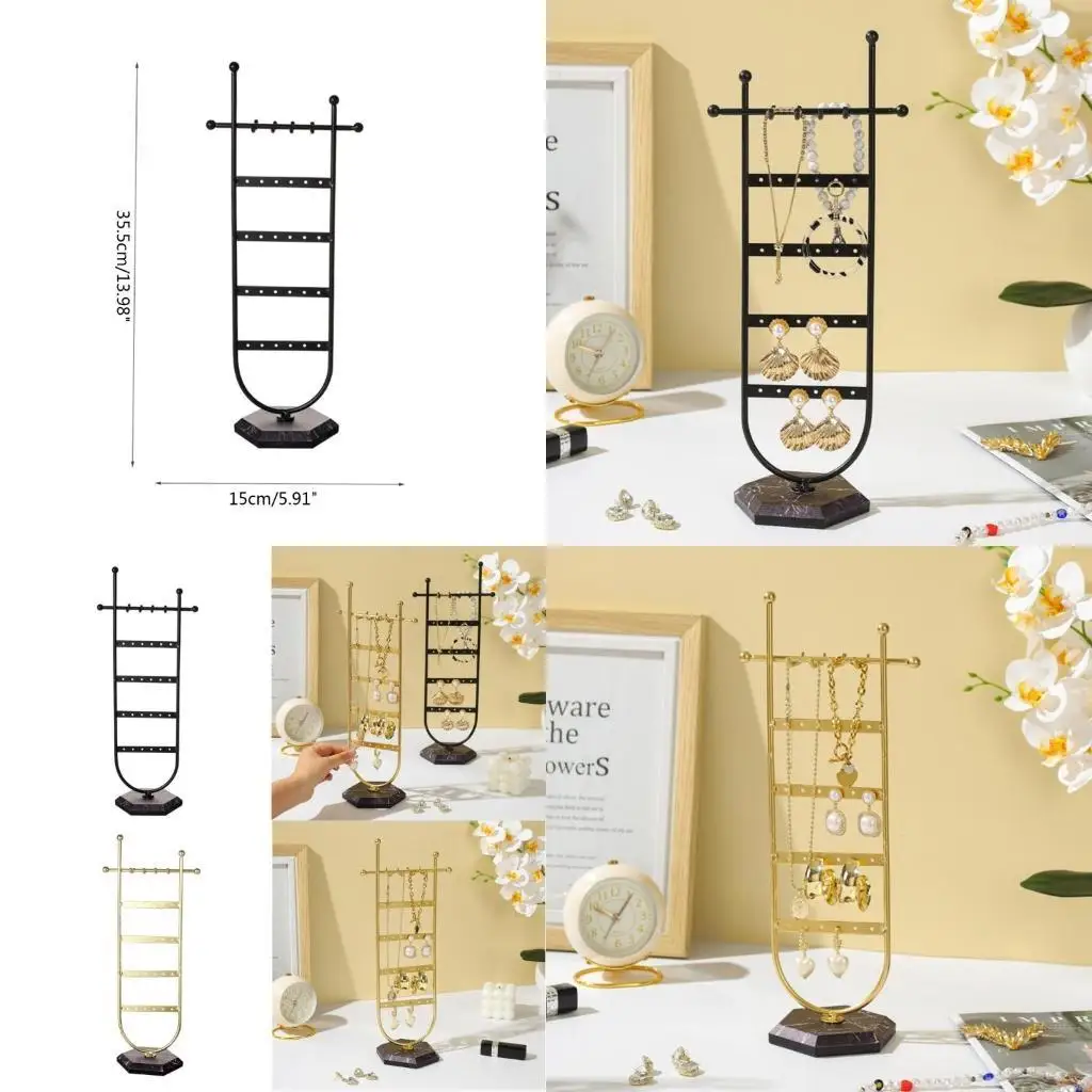 

Держатель для сережек U-образный органайзер для ювелирных изделий Подставка для ожерелья на мраморной основе Браслет Витрина для