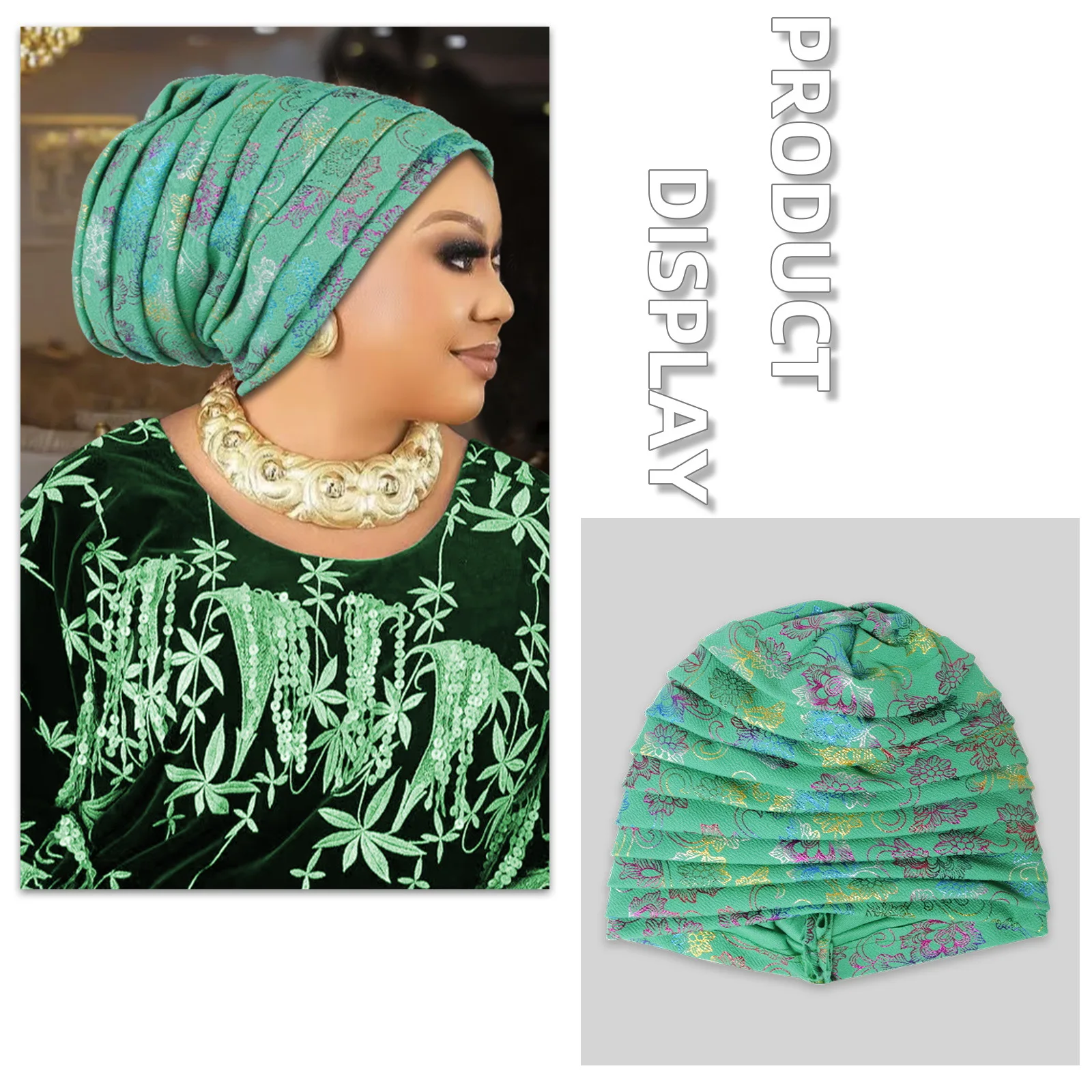 Glitzernde Ganzkörper-Turban-Kappe für Frauen, 2025, Damen-Kopfwickel, muslimisches Kopftuch, Hut, Turbante Mujer, afrikanische Kopfbedeckung – Detail 4