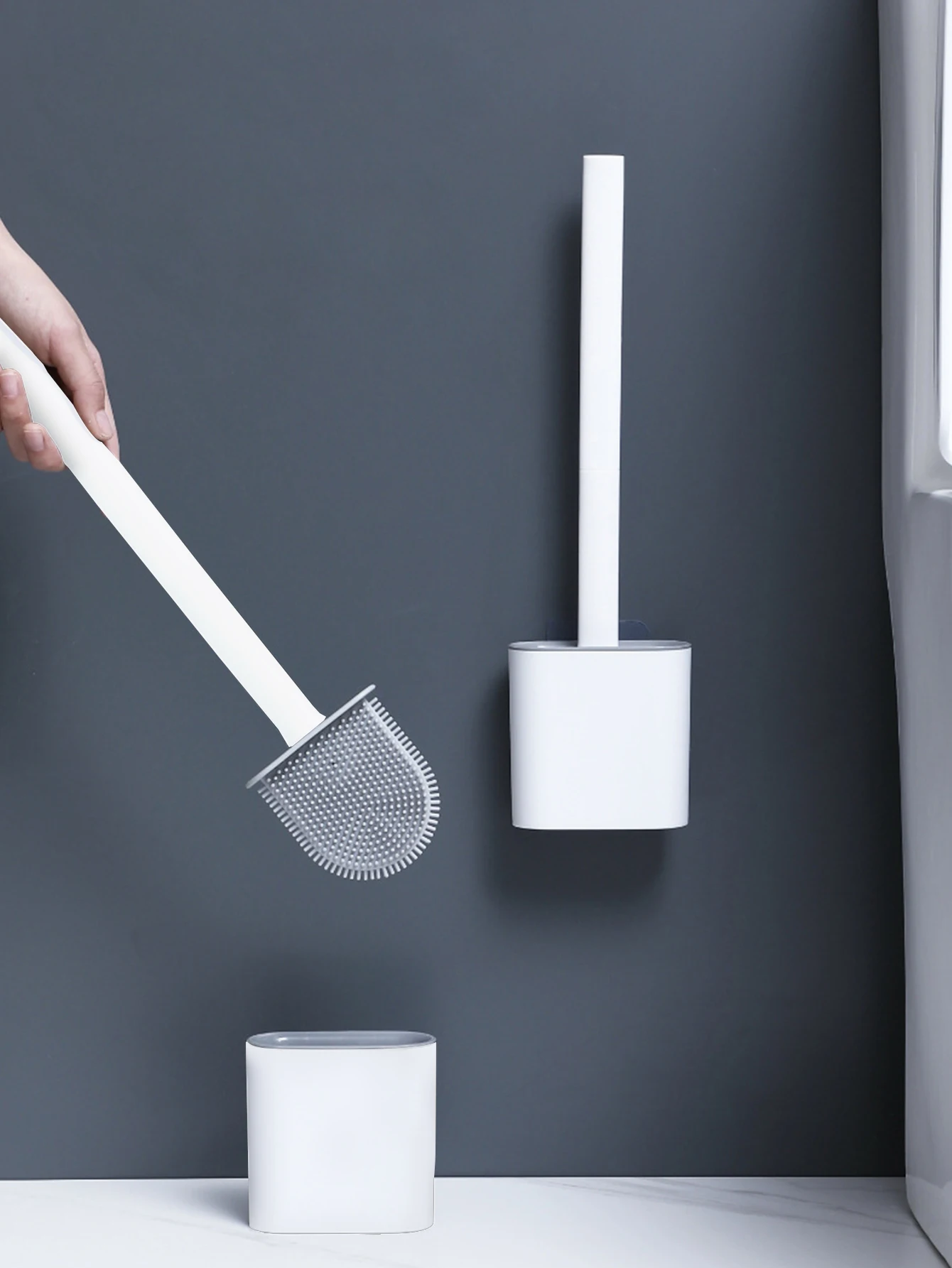 Nicht perforierte Toiletten bürste für den Hausgebrauch, keine toten Ecken, einfaches Wand reinigungs werkzeug für Toiletten und Badezimmer