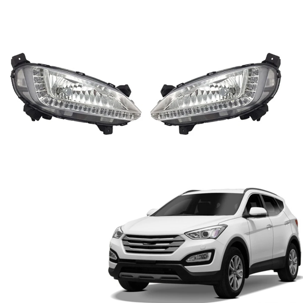Car LED DRL Fog Light For Santa Fe IX45 2013-2017 Auto Driving Lamp Daytime Running Light Bumper Lamp