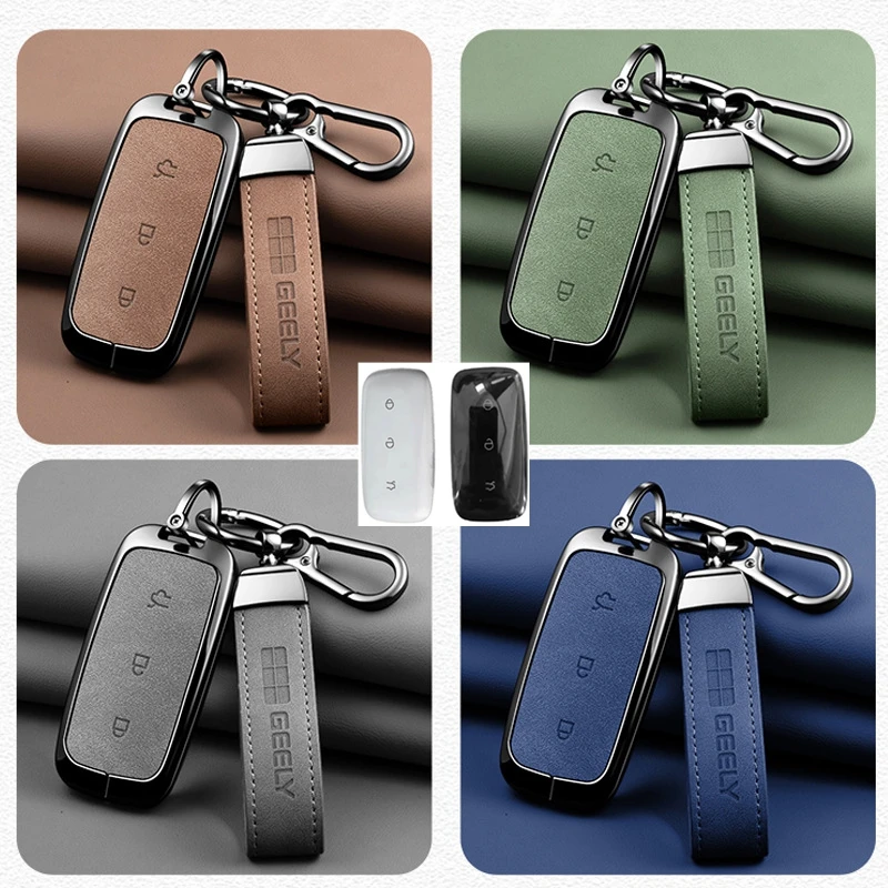 Car Accessories Zinc Alloy Leather Key Case Cover For Geely Galaxy EX5 E5 L6 L7 EMI NO.1 Proton e.MAS 7 5 E8 Starry 8 Key Holder