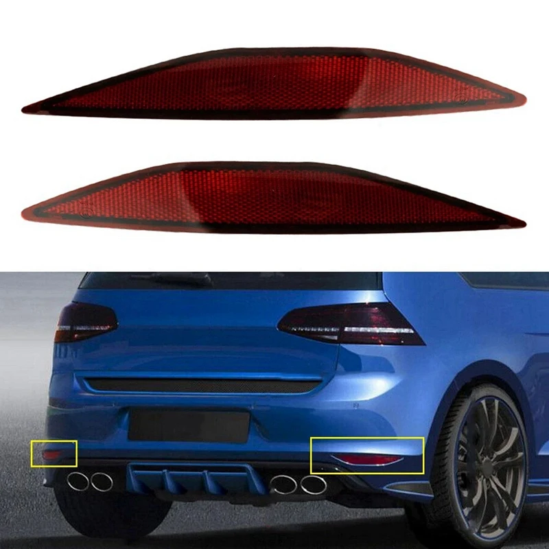 Rear Bumper Light Cover Rear Bumper Reflector Warning Light 5G0945105 5G0945106 Red ABS Car For VW Golf 7 MK7 2013-2017