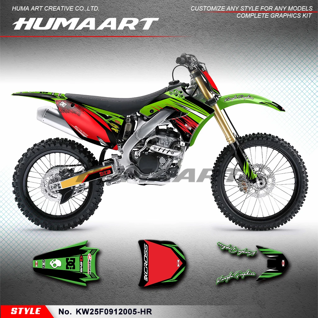 

HUMAART Adhesive Decals Skin Graphics for Kawasaki KX250F KX250 F 2009 2010 2011 2012, KW25F0912005-HR