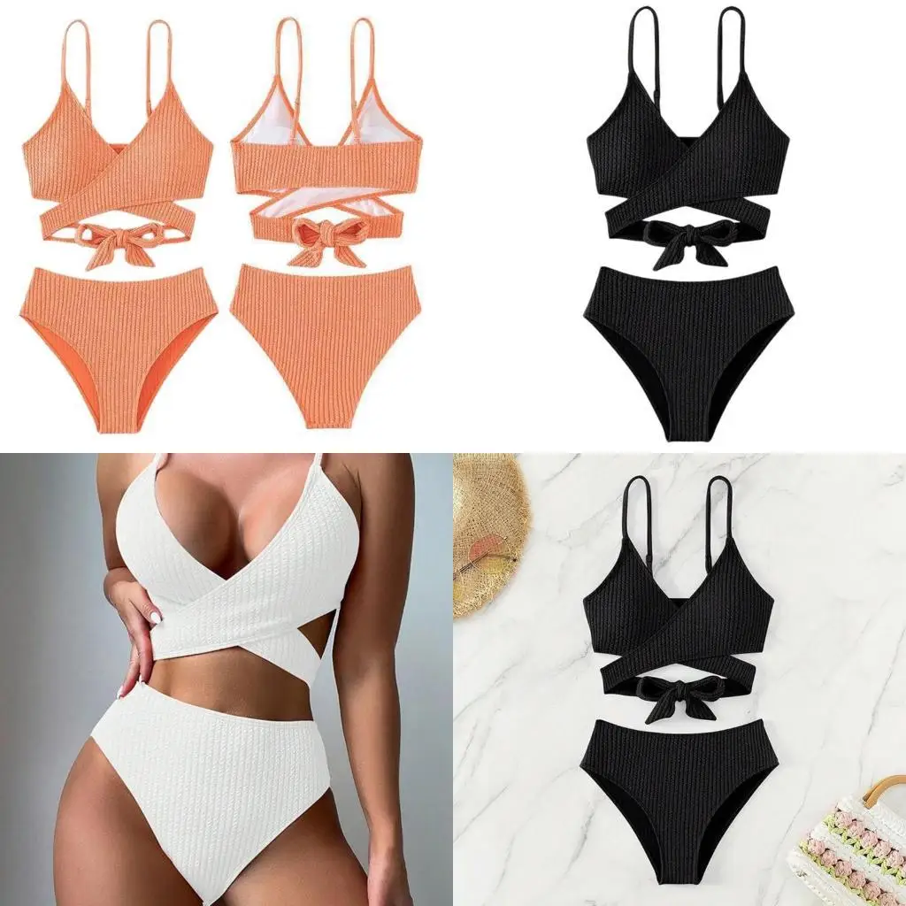 

U2JB женский сплошной цвет купальники из двух предметов купальный костюм пуш-ап с открытой спиной купальник