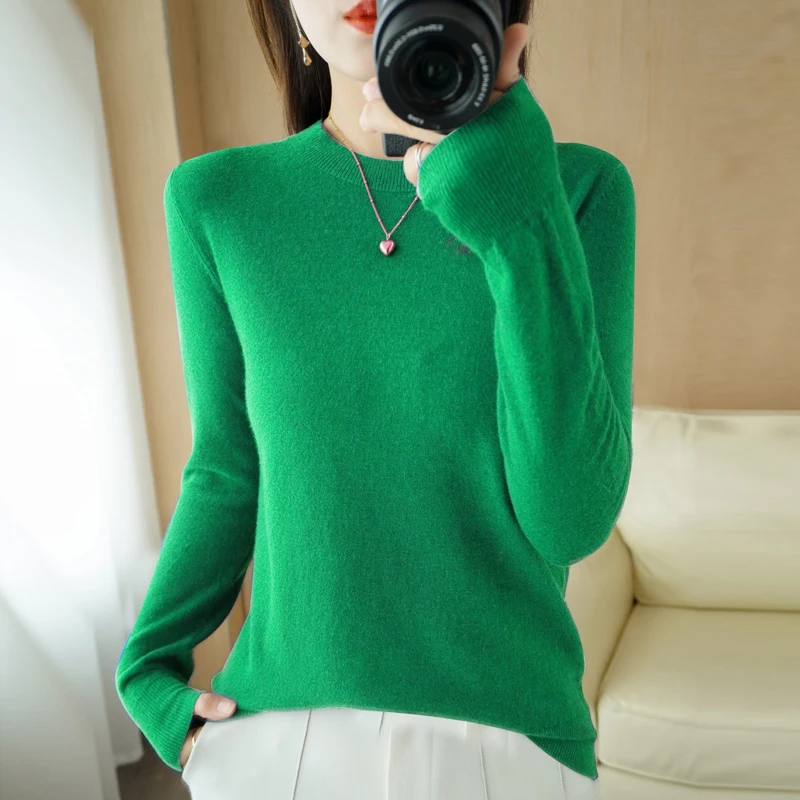 Autumn Winter Women\'s Sweater O-neck Cashmere Solid Pullovers Slim Bottoming Shirt Long Sleeve Casual Basic Pull Femme Sweater