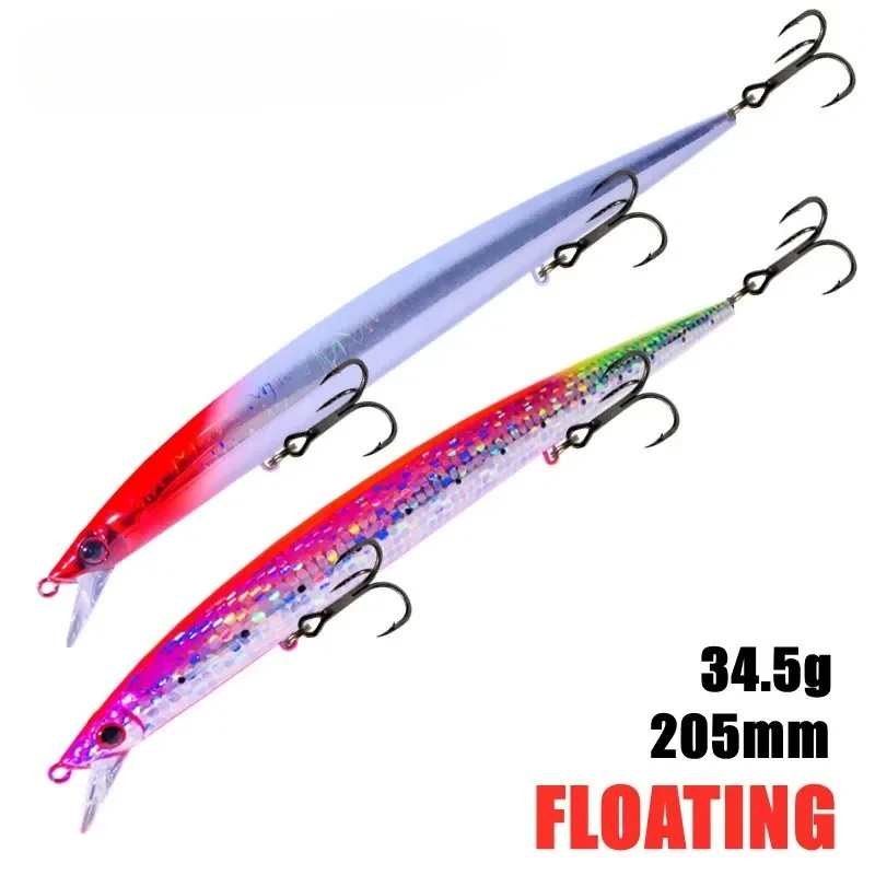 Señuelo minnow flotante mar enriquece roca trolling swimbait 205mm 34,5g