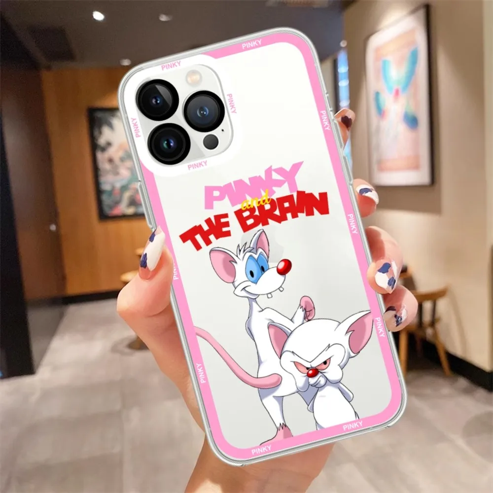 Cartoon Pinky and the Brain Phone Case For iPhone 11 12 Mini 13 14 15 Pro Max Transparent Shell