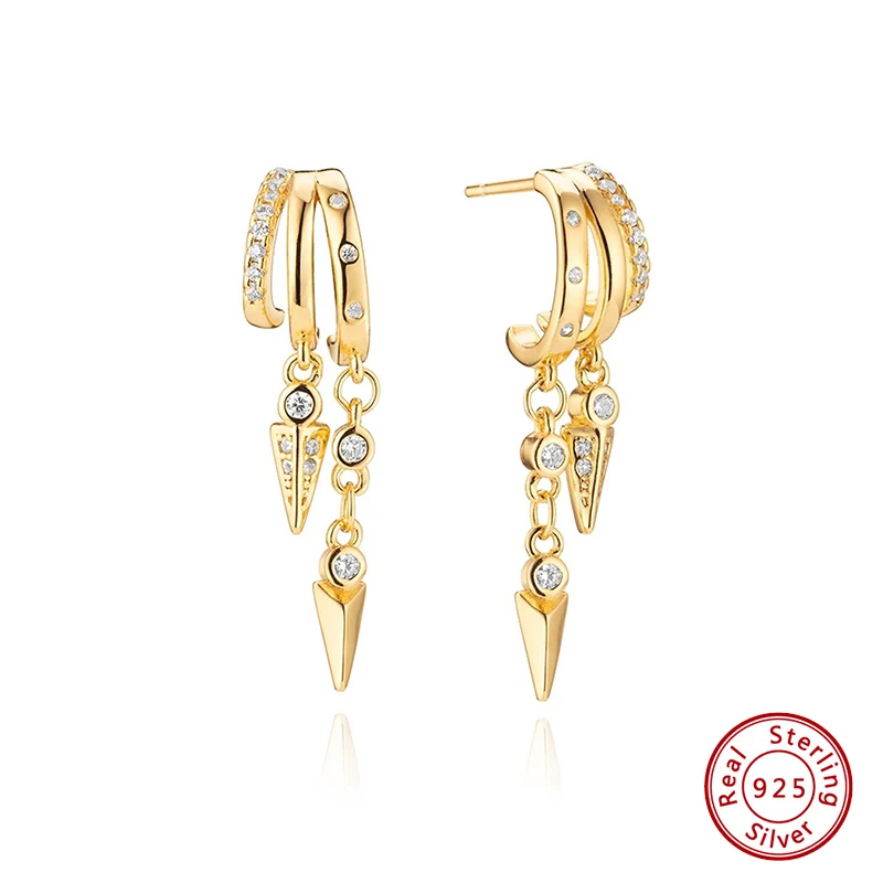 

Earrings 925 Sterling Silver Original Certified Double layer Willow Nail Earrings for Women Shipping Free Jewelry