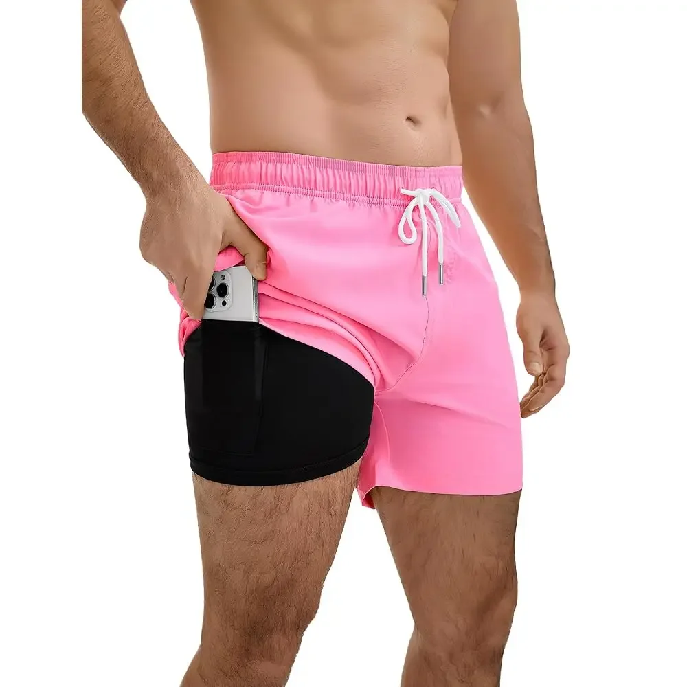 

Men’s Swim Trunks 5 Inch with Compression Liner 2 in 1 Quick Dry Swimming Shorts Bathing Suits with Pockets