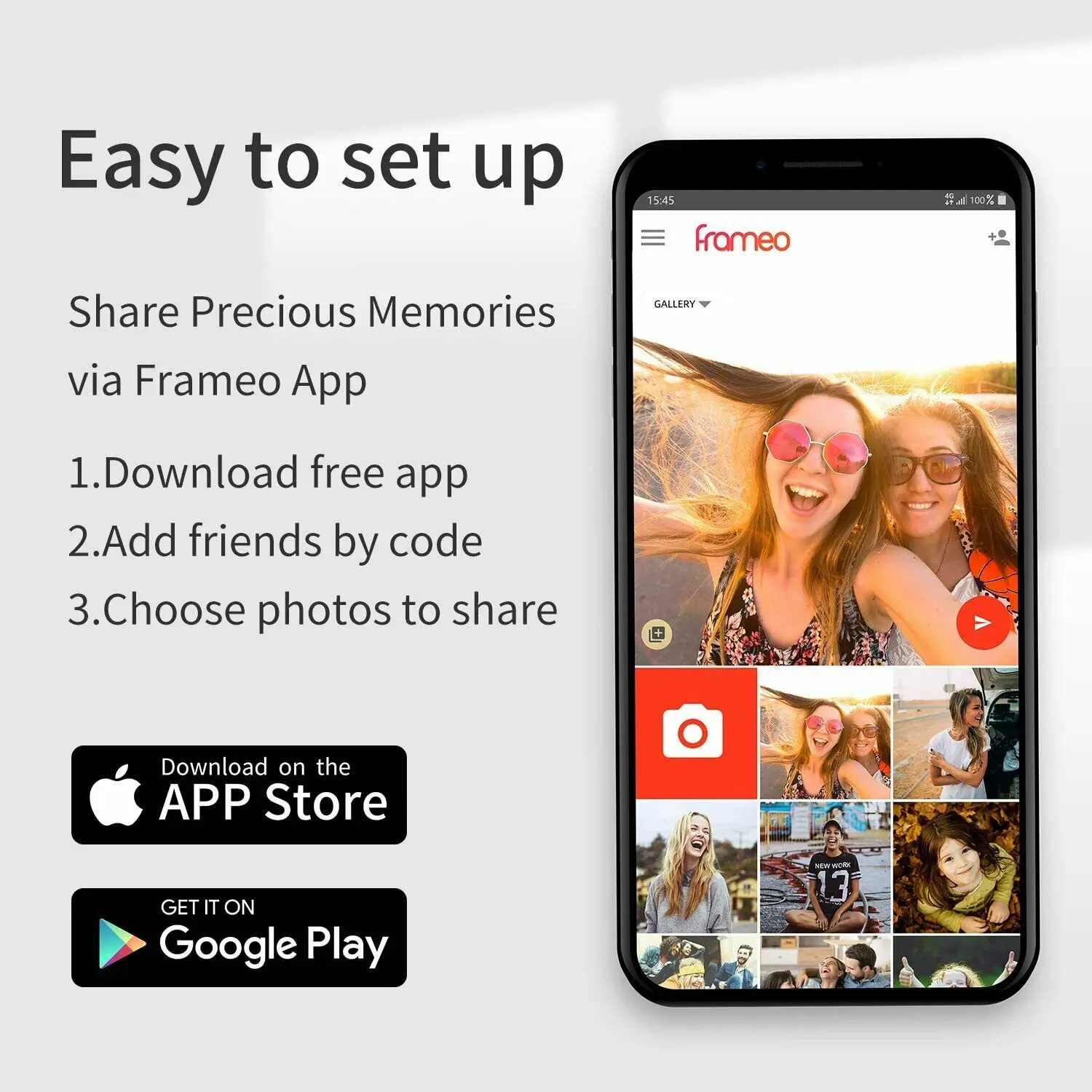 Cyfrowa ramka na zdjęcia o przekątnej 10 cali, inteligentna ramka na zdjęcia z ekranem dotykowym IPS, wysyła zdjęć wideo za pośrednictwem FRAMEO