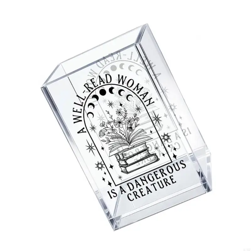 Clear Acrylic Pen Stand With Inspirational Quote Decorative Cosmetic Brush Organiser For Home Office Desk Organization K1KF