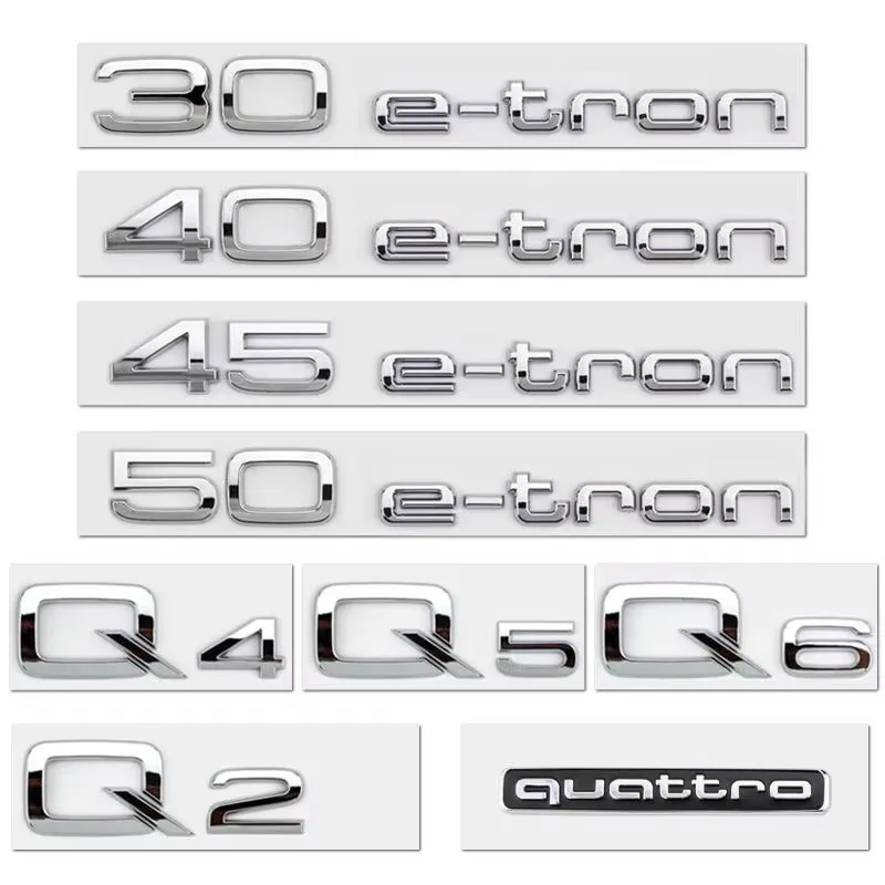 

Подходит для Audi Q2Q4 Q5 Q6, задняя этикетка автомобиля 30-etron/40-etron/45-etron, значок перемещения букв из АБС-пластика, модифицированная наклейка на багажник автомобиля.