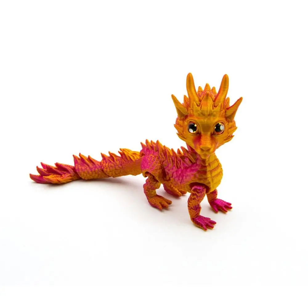 Long Haired 3D Printed Dragon Home Office Movable Joint Dragon Model Toy Multi-color Gradient Dragon Action Figure