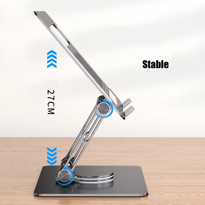 Imagem -03 - Laptop Notebook e Tablet Stand 360 ° Rotativo Portátil Suporte de Liga de Alumínio Dobrável Dissipação Térmica Aumentada