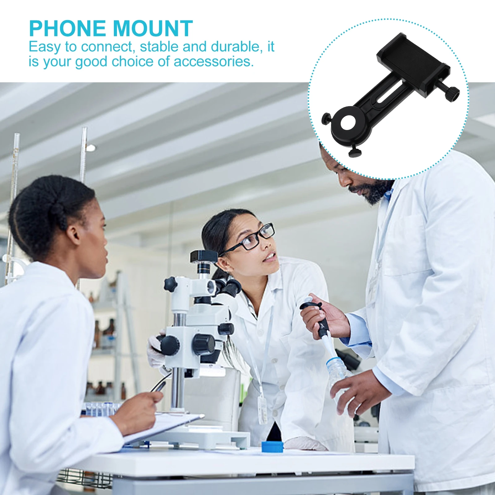 

1pc Smartphone Photography Adapter Quick Mount For Phone Telescope Durable Abs Stable Connection Travel Angled Holder