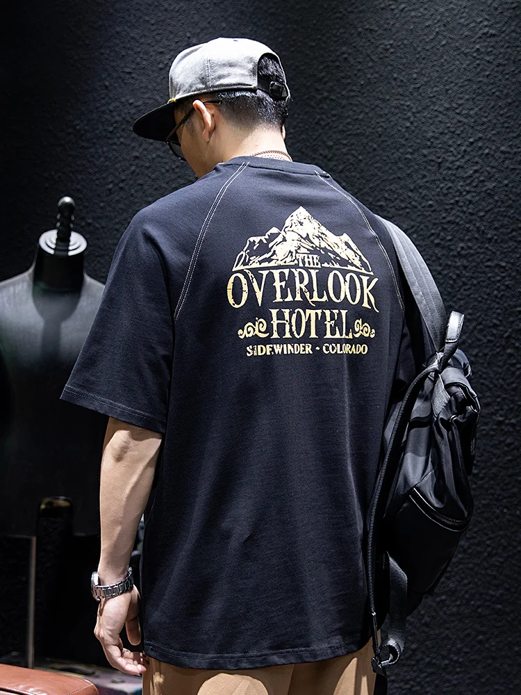 American Style Loose Fit Cotton Short Sleeve T-Shirt Men's Summer Trendy Brand Large Size Half Sleeve Youth round Neck Body Tee
