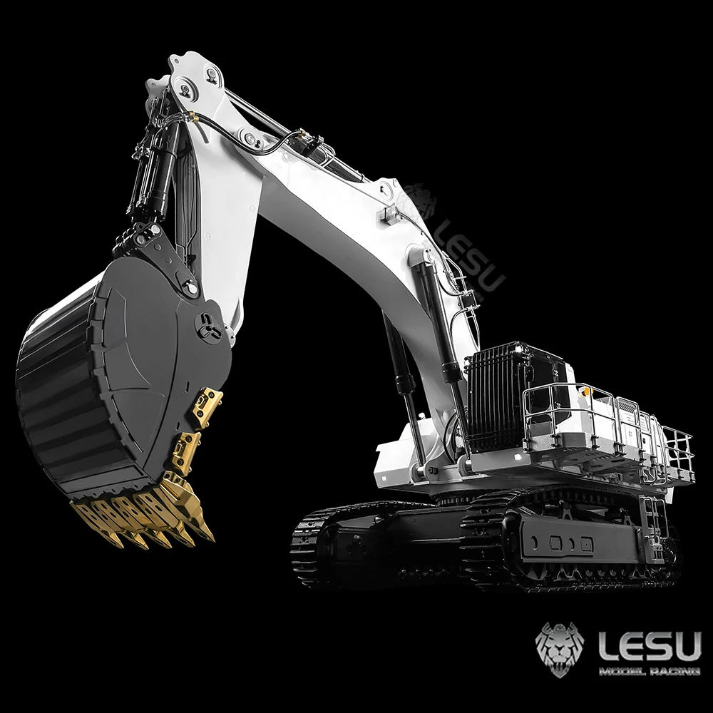 LESU 1/14 Metal RC excavadora hidráulica doble bomba máquina pesada AOUE 9150 Control remoto coche de construcción PL18EV Lite Liebherr