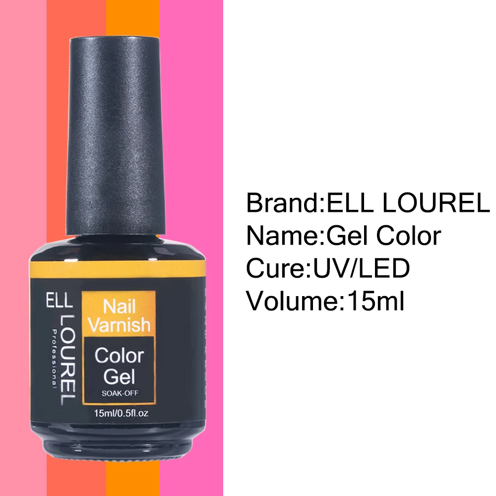 ELL LOUREL Orange Rose Red Gel Nail Polish 15ML Semi Permanent UV Gellac Lacquer Soak Off Bright Color Gel Polishes for Nail Art