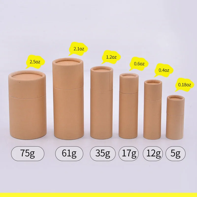 50pcs Kraft Paper Push Up Tubes Cardboard Cosmetic cylindrical Packaging Lip Balm Deodorant Container