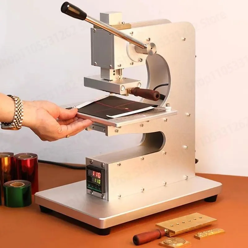 Small Manual Leather Hot Foil Stamping Machine, Heat Press Branding Machine for Wallet Phone Case Belt