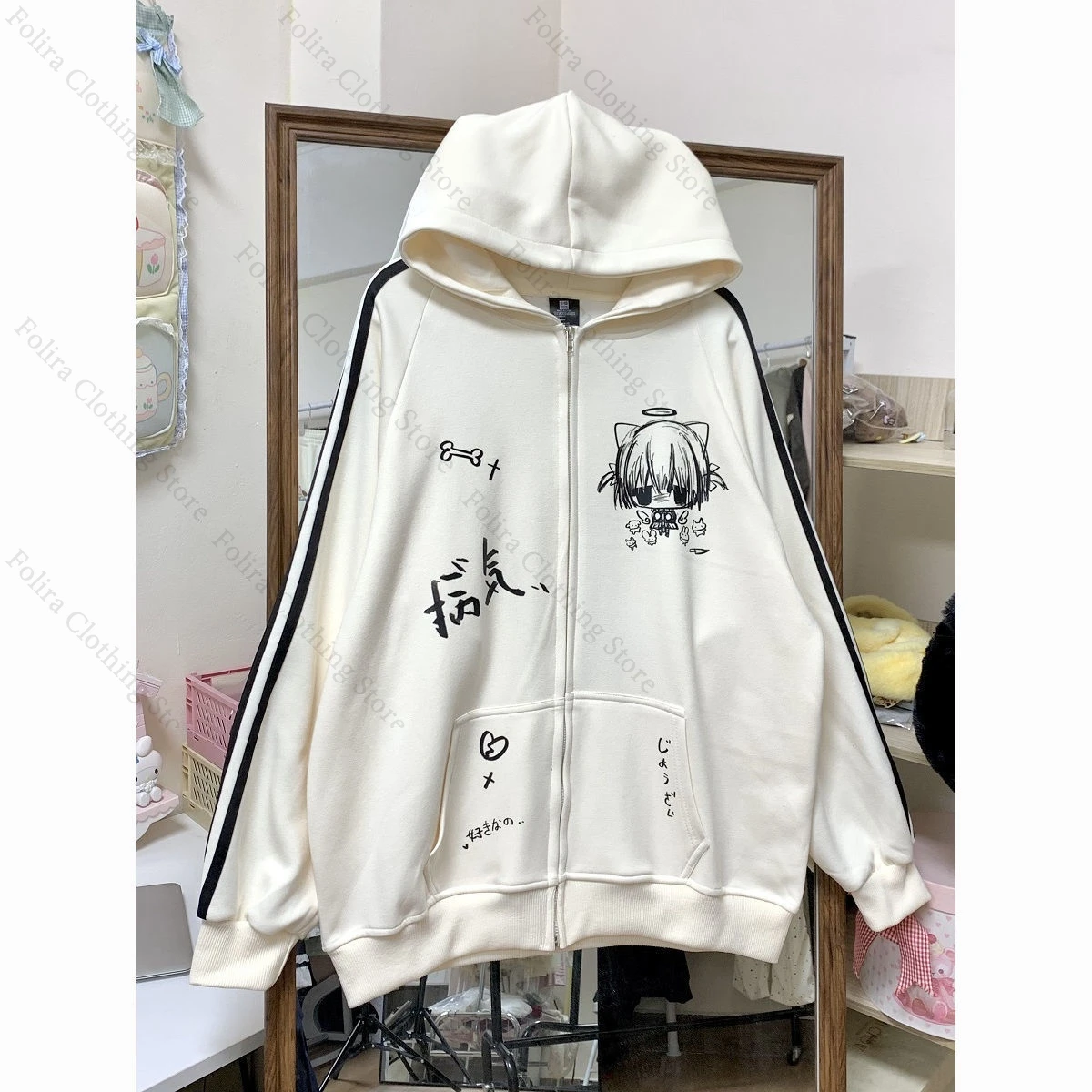 

Kawaii Print Hoodie Woman Sweatshirts Y2K Clothes Hooded Zip-up Coat for Autumn Woman Clothing Tops Women's Hoodie