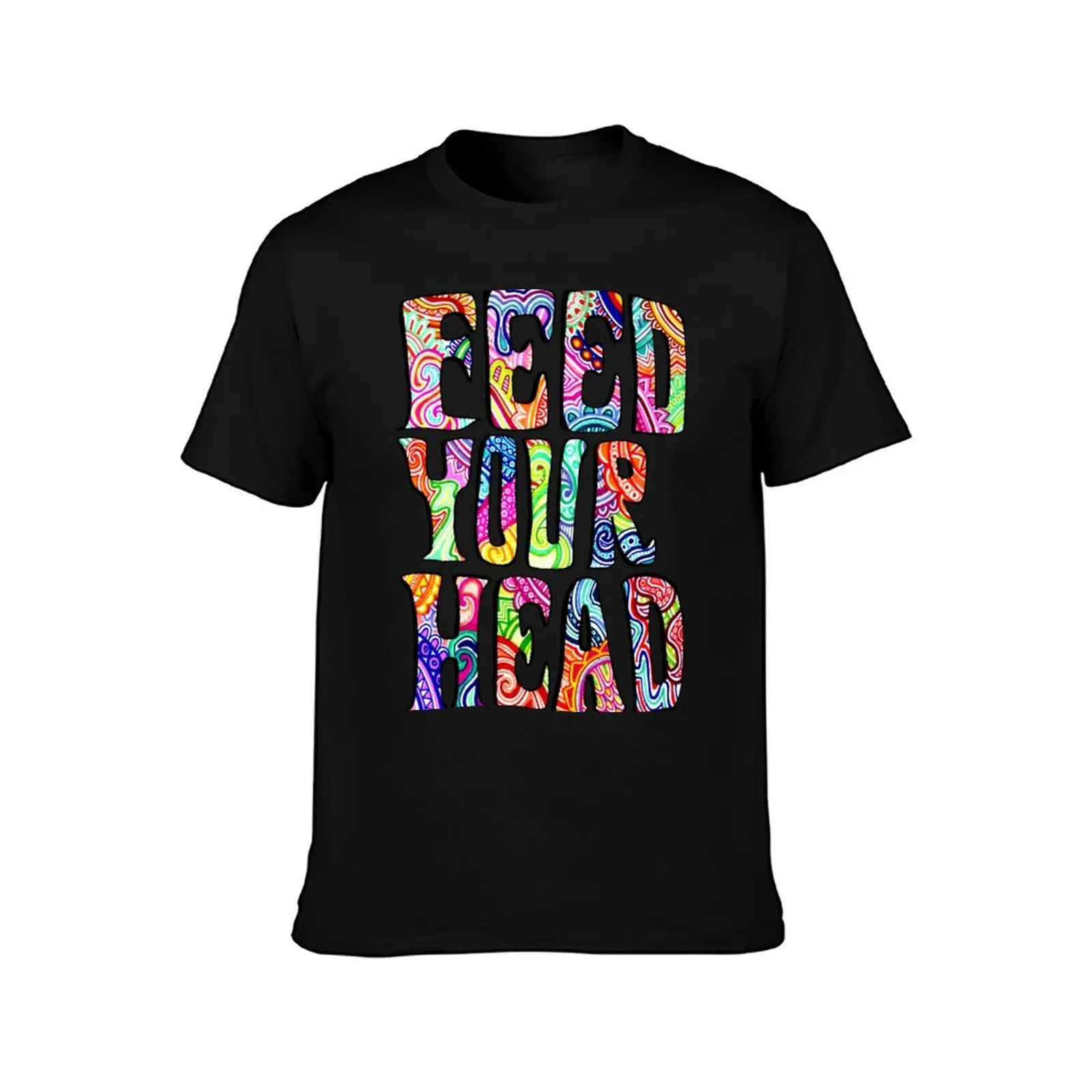 Feed Your Head T-Shirt, Summer Casual Cotton Tee, Oversized Streetwear Tops, Vintage Graphic Print, Loose Fit Short Sleeve