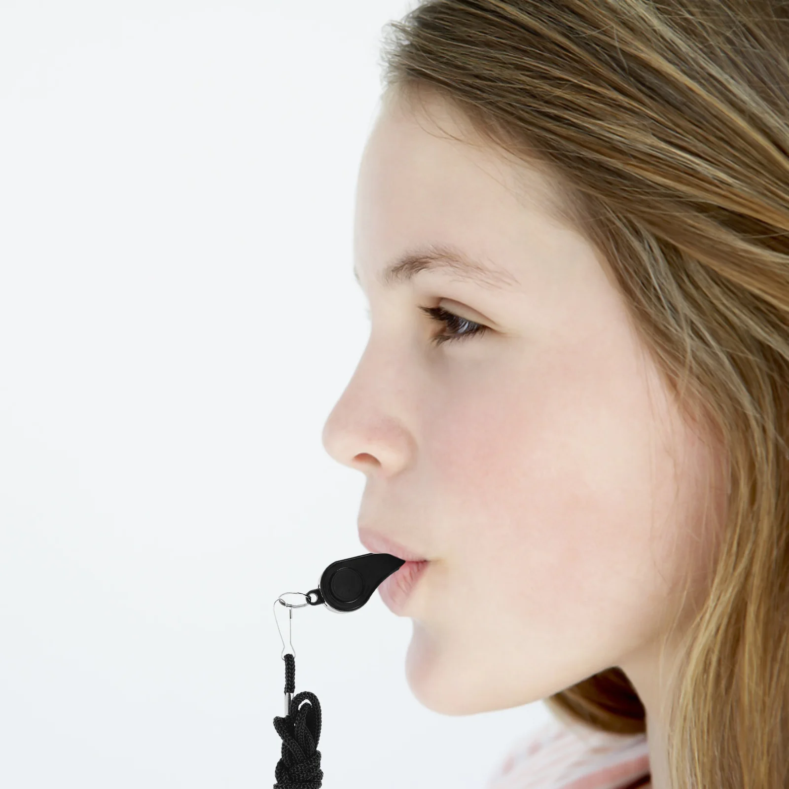 2 قطعة صافرة الحكم الأسود مع الحبل سميكة ABS بصوت عال صفارة إنقاذ للتدريب في الهواء الطلق إشارة الطوارئ #4