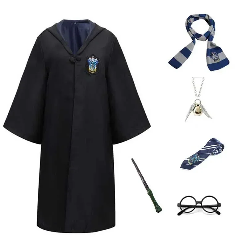 Hot Sale Halloween cloak scarf Slytherin Ravenclaw Hufflepuff Robe Cosplay potter Costume for Kids Adults