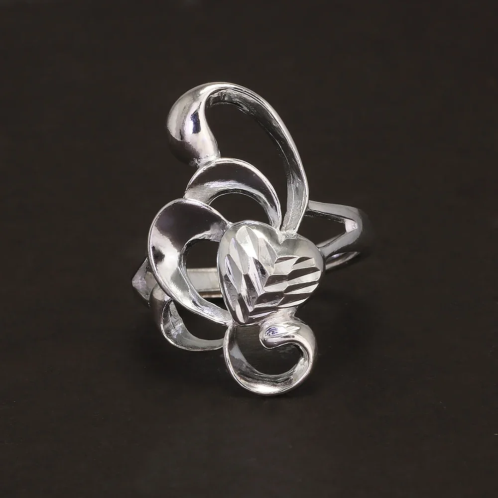 

990 Sterling Silver Hollow Vintage Romantic Women's Ring Swan Heart Shape Ethnic Style Adjustable Jewelry Party Gift