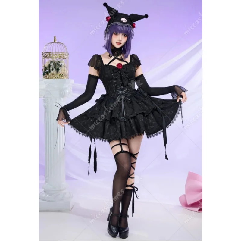 فستان لوليتا التنكري للسيدات من Miccostumes مع قبعة وذيل
