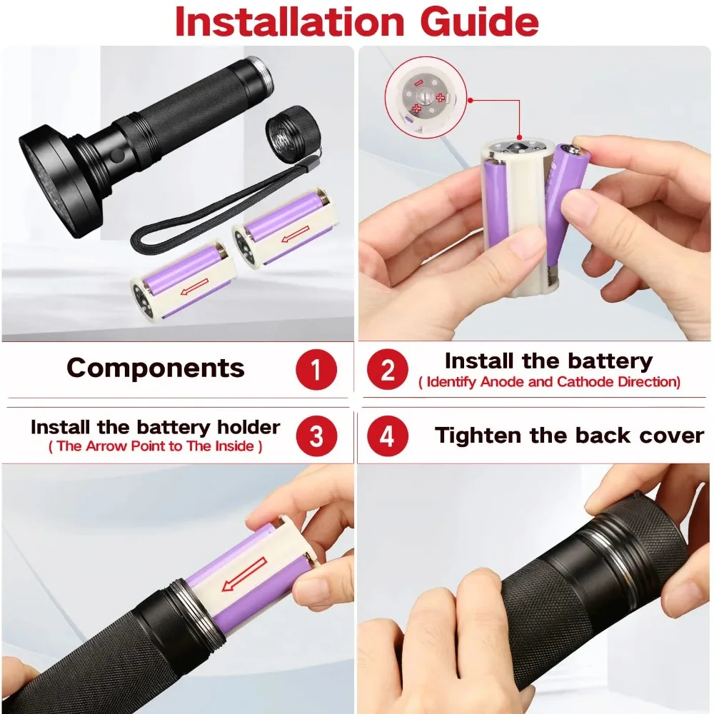 Portable LED UV Light Torch 395NM Super Strong Ultra Violet Scorpion Detection UV Torch for Catch Scorpion Pet Urine Detect image 3