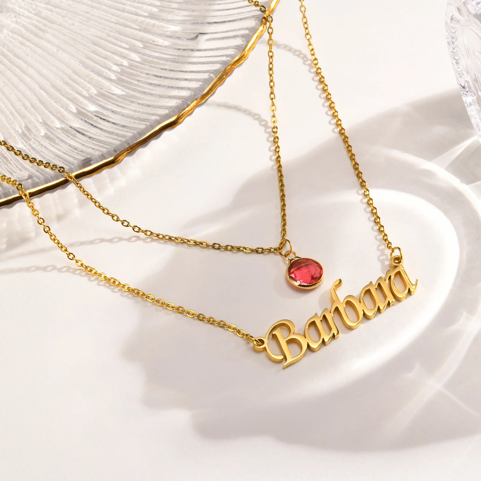 

Women's Customized Personalized Name Birthstone Heart Pendant Necklace, Trendy Nameplate Necklaces Gift To Female Girls Mom