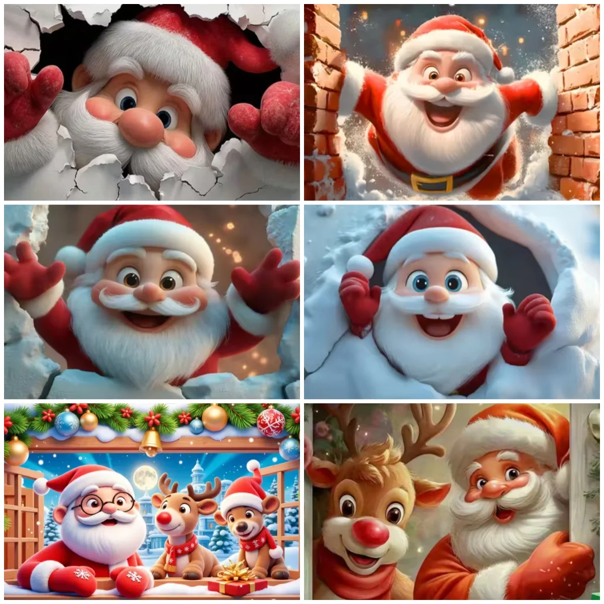 

Merry Christmas Theme Party Decoration Backdrop Santa Claus And Gifts Background Fireplace Xmas Tree New Year Photography Props