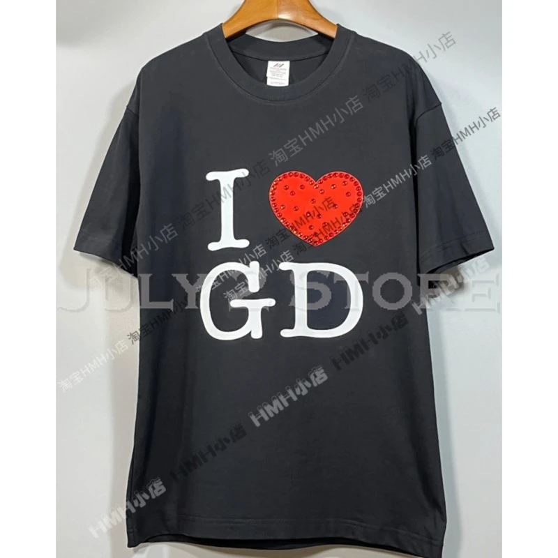 عشاق أنيمي دعوة Ita-shirts G dragon Kwon Jiyong نفس النمط أنا أحب GD تي شيرت 2025 حفلة موسيقية قصيرة الأكمام قمة الموضة C لعب الأدوار