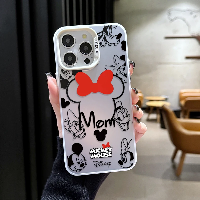 Mickey Mouse Plating Phone Case for IPhone 17 16 15 14 13 12 11 Pro Max Plus 17 Air 16E X XR XS Max Hard Shockproof Bumper Cover