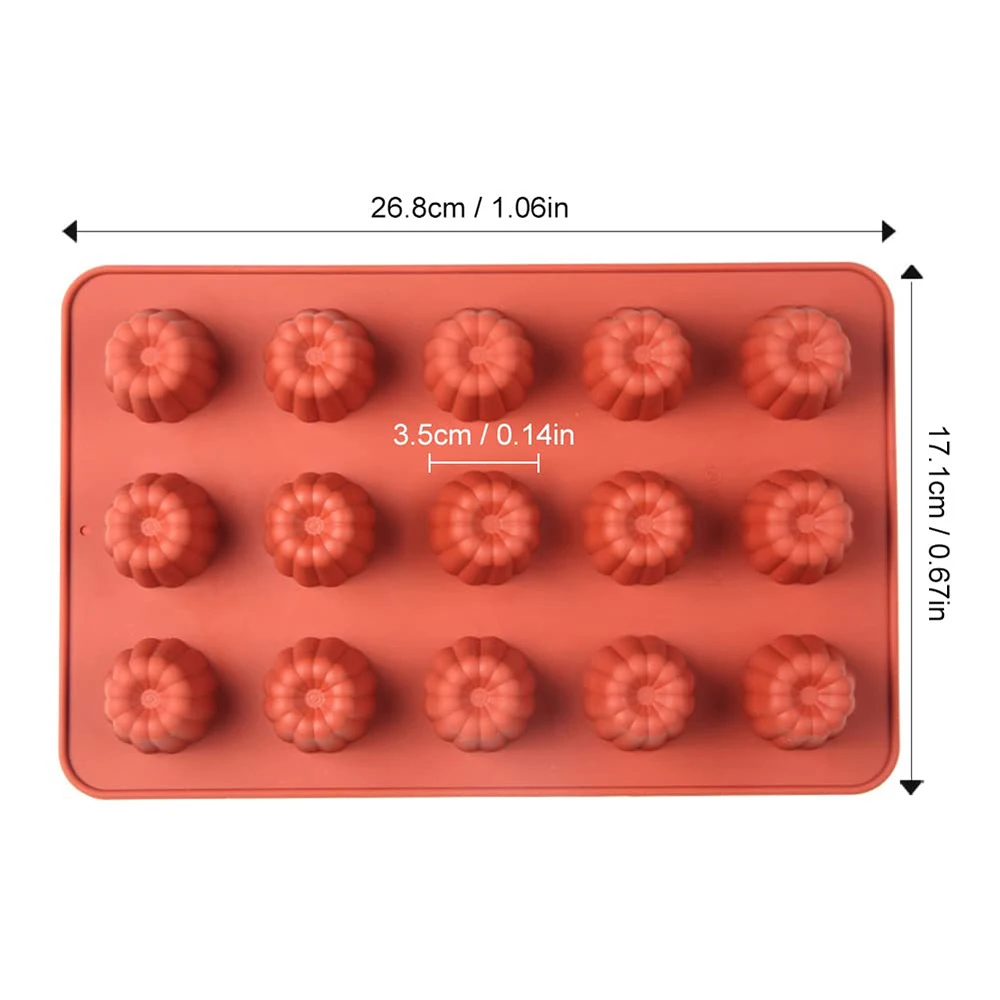 15 Cavity Canele Mold Non-stick Silicone Canneles Mould DIY Muffin Cupcake Pan Chocolate Jelly Mousse Cake Baking Accessories