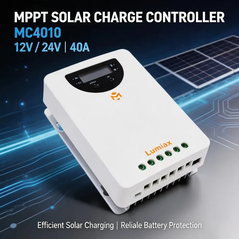 12V 24V MPPT Solar Charge Controller 40A Regulator LCD Display RV Yacht Lighting Bluetooth Lithium