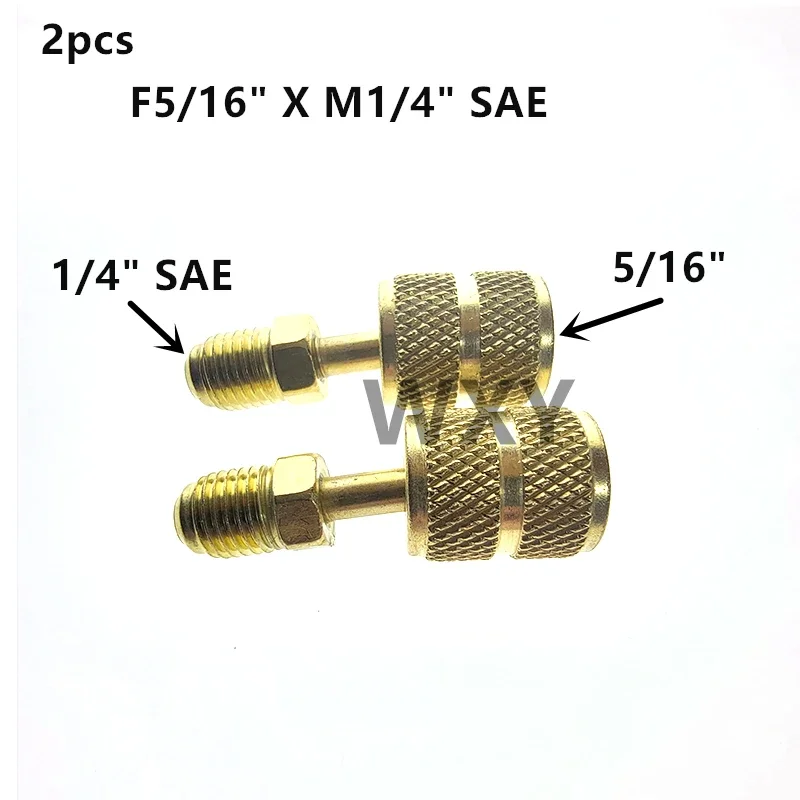 2Pcs Air Conditioning Adapter Male 5/16" SAE Female 1/4" SAE For R410 R32 Adapter Air Conditioning Repair Fluoride