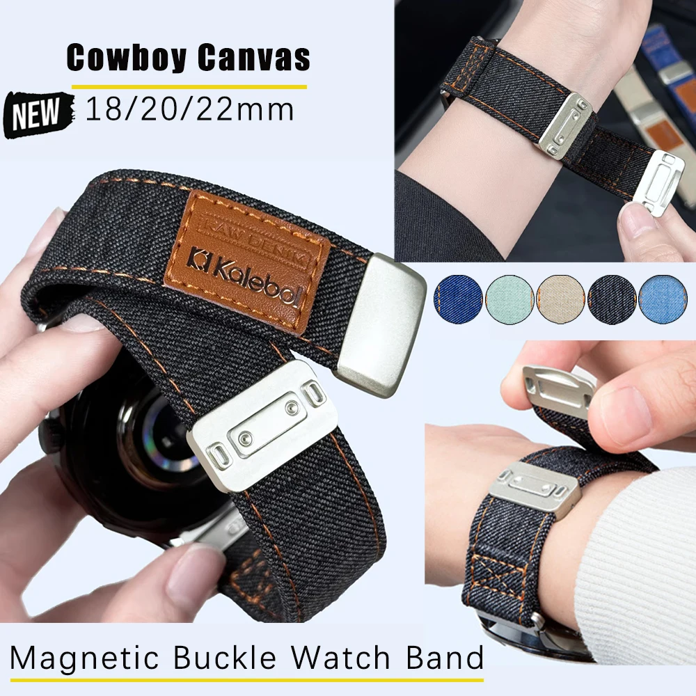 18/20/22 mm Denim-Canvas-Armband mit magnetischer Schnalle für Herren und Damen für Samsung Galaxy Watch 7/FE/6/5/4/5Pro/6Classic Belt