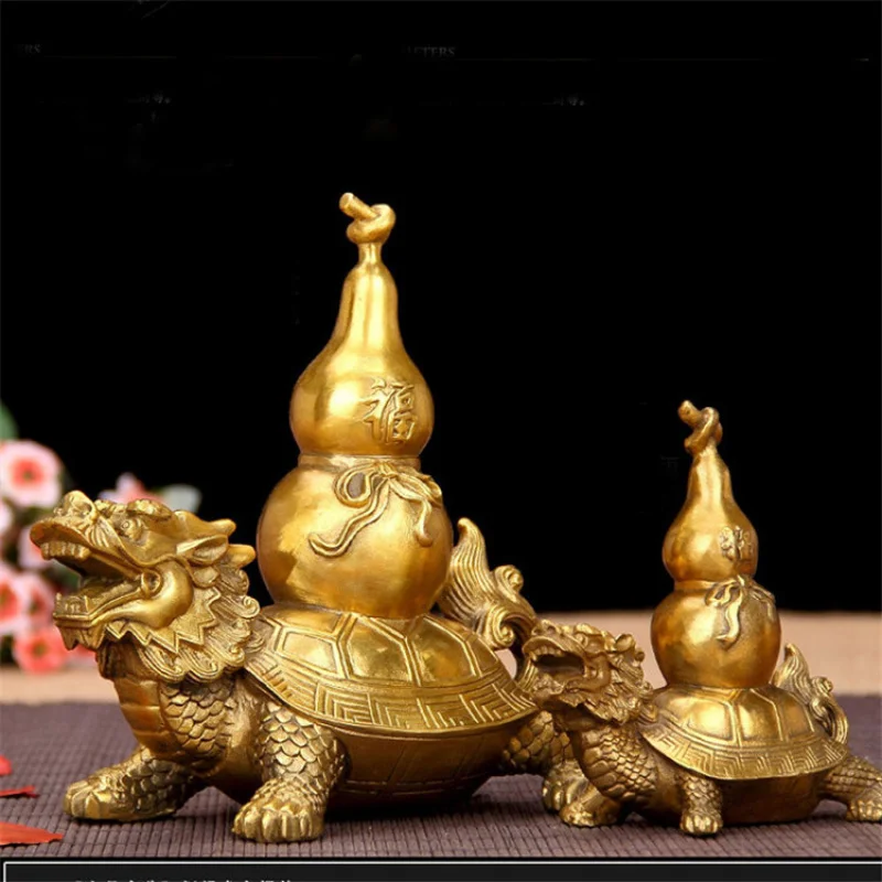 Brass Dragon Turtle Wenchang Tower Decoration 9 Nine-Layer Dragon Turtle Tota Dragon Turtle Back Tower Brass Dragon Turtle Gourd