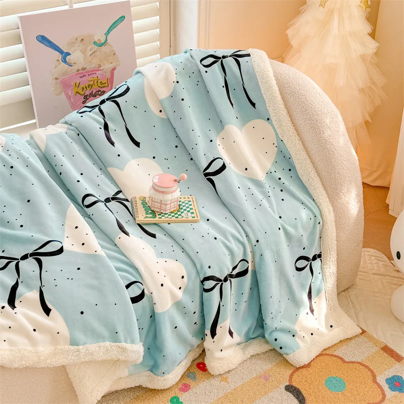 

2025 new double-sided blanket class A thickened milk wool lamb wool sofa blanket office nap blanket