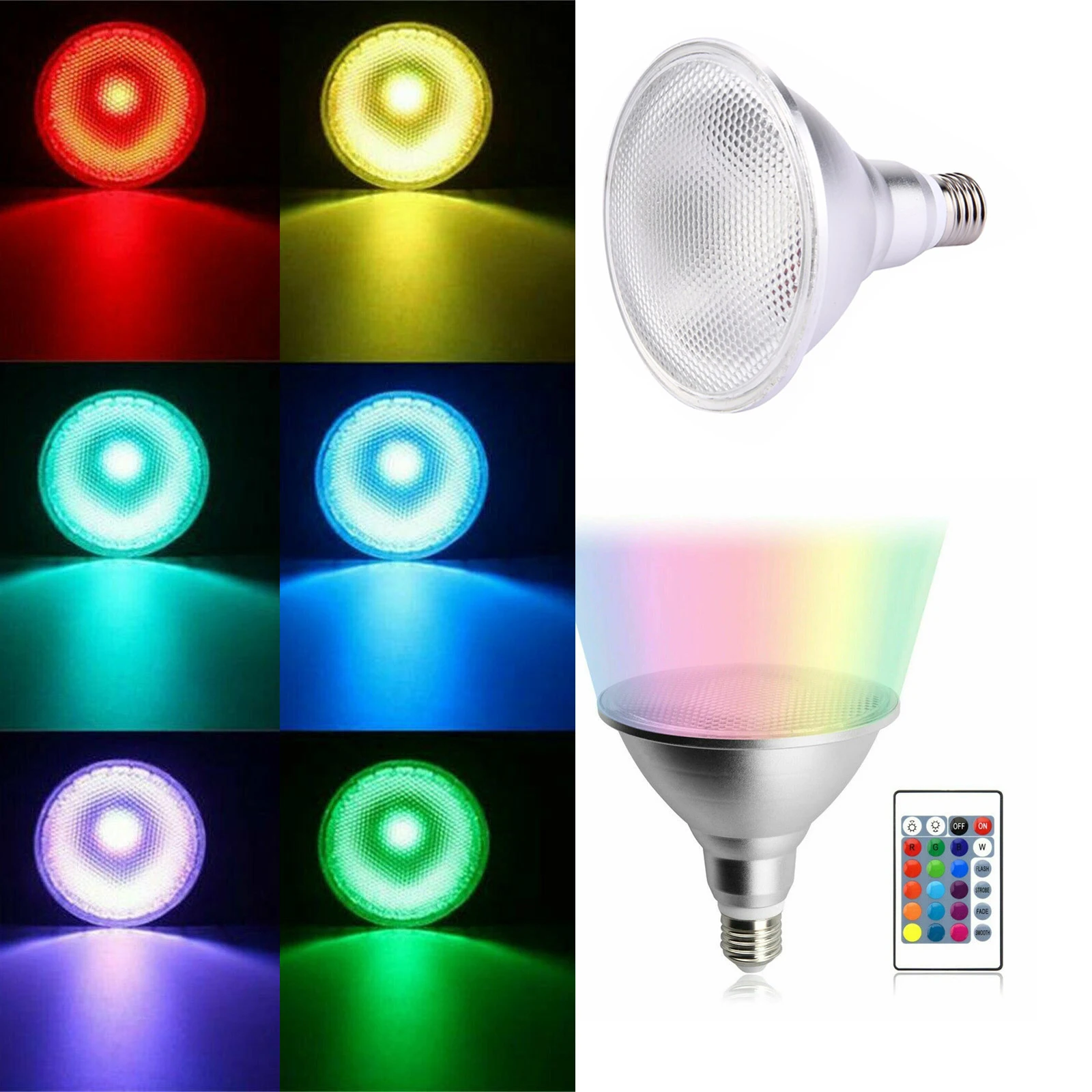 

15w 25w E27 Dimmable Rgb Par30 Par38 Lamp Indoor Bulb Bright Garden Spotlight Ac 85-265v Par Lighting Spot Living With remote 30