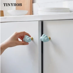 Cartoon Clouds Ceramic Handle Cabinet Knobs Wardrobe Handle Pink Door Handle Cabinet Handles for Kids Drawers Home Decor